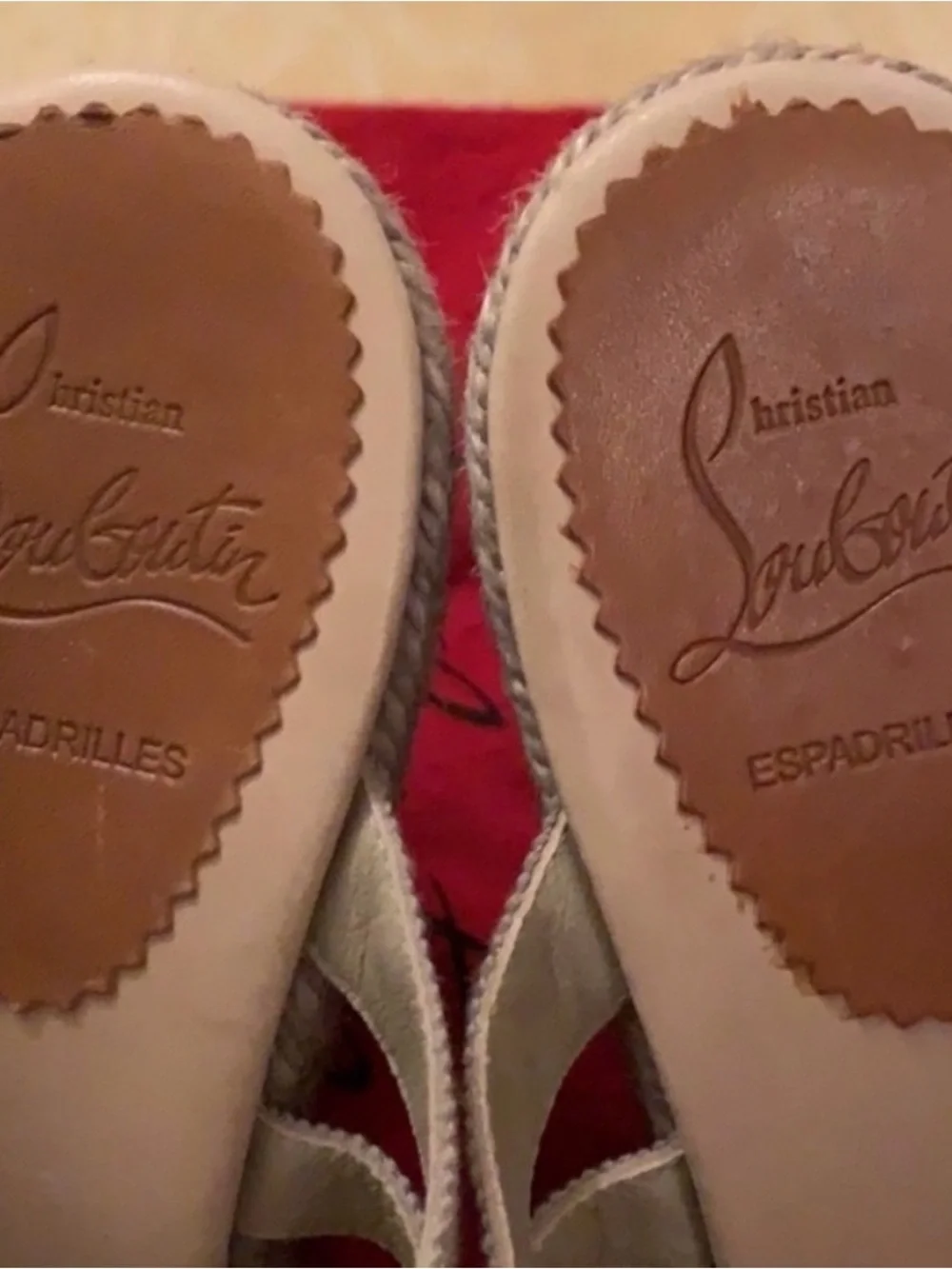Christian Louboutin Glitter Silver Espadrille Wedge Sandals with Ankle Bow